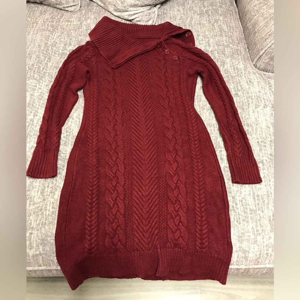 Burgundy sweater dress